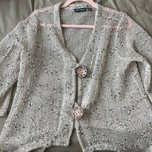 Nina Leonard Textured Gray Cardigan